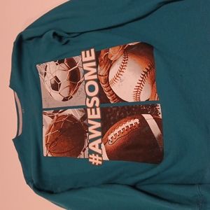 Faded glory long sleeve sports shirt with sports balls pictures youth size